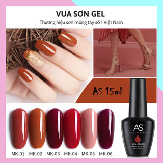 Sơn gel AS móng tay sử dụng máy hơ tone màu gạch non đỏ đô đất sét phụ kiện nail VUA SƠN AS mã MK 1