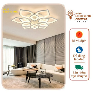 Đèn mâm ốp trần trang trí phòng khách phòng ngủ hoa trà thủ đô lighting đèn led 3 chế độ sáng mhd2010-12