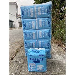 1 gói 10 miếng bỉm trần cho người già, mẹ sau sinh, tã dán Phú Đạt size M-L