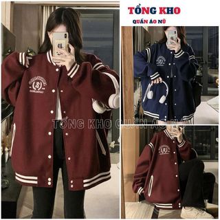Áo khoác bomber phối vạch tay chữ thêu ngực form rộng unisex nam nữ, Áo khoác thể thao trẻ trung - TONGKHO