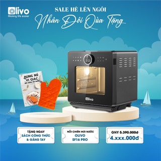 Nồi Chiên Hơi Nước OLIVO SF16 PRO 56 Chương Trình Cài Sẵn, Dung Tích 16L - 2800W, Phụ Kiện Trục Xiên Quay, Lồng Quay