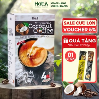 Cà phê hòa tan Cappuccino Hạt A Cafe 4in1 vị sữa dừa tự nhiên 216gr/12 gói