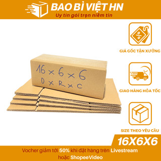  16x6x6 Combo 20 Hộp carton gói hàng hộp giấy đóng hàng gói phụ kiện mỹ phẩm - Bao Bì Việt HN 