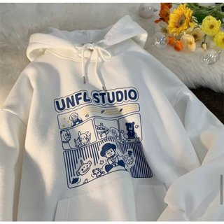 Áo Khoác Unisex Nam Nữ STUDIO Chất Nỉ Lót Bông Mềm Mịn Size Từ 40-68kg Ba Màu Xanh Đen Trắng Giữ Ấm Chống Nắng