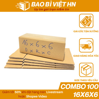 16x6x6 Combo 100 Hộp carton gói hàng, hộp giấy đóng hàng gói phụ kiện, mỹ phẩm - Bao Bì Việt HN