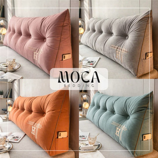 Gối Tựa Đầu Giường Mẫu Tam Giác - Gối Tựa Lưng 1m5 / 1m8 Tai Gấu Thêu Chữ Cao Cấp - 19 Màu Cực Sang - Moca Bedding