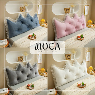 (6 màu) Gối Tựa Đầu Giường Nỉ Nhung Đính Khuy Viền Ren Cao Cấp 1m5 / 1m8 chuẩn 3 lớp - Moca Bedding