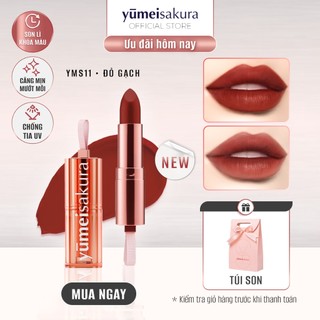 Son Lì Mịn Màu Đỏ Gạch Yumeisakura Dòng Matte Revolution YMS11 Thỏi 3.5gr