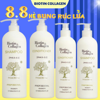 Dầu gội xả phục hồi, chống rụng tóc Biotin Collagen Voudioty trắng 500ML