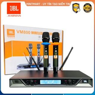 Micro karaoke không dây JBL VM800 - Vỉ main tím, tự ngắt và chống hú cực tốt - Tặng kèm 02 chống lăn