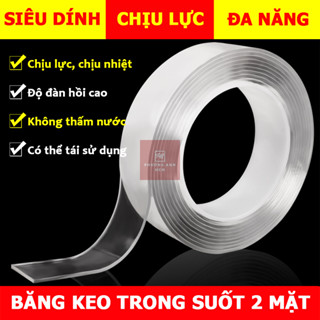 Băng Keo Nano Dán 2 Mặt Trong Suốt / Băng Dính 2 Mặt Đa Năng