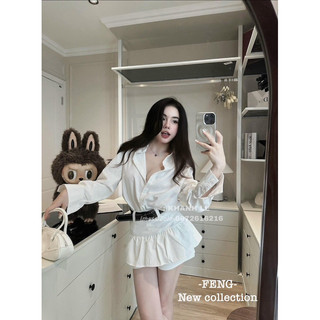 Set áo sơmi chân váy kèm belt Khánh Lê