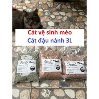 Cát đậu phụ Tofu VCAT 3L Cát vệ sinh cho mèo lót ổ chuột Hamster làm từ bã đậu nành Hữu cơ hòa tan trong bồn cầu
