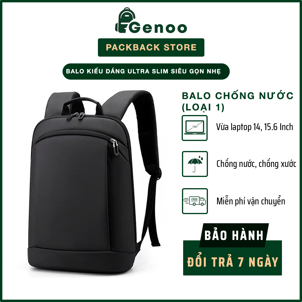 [Loại 1] Balo Đựng Laptop Siêu Nhẹ GENOO Chất Liệu Microfiber Cao Cấp Chống Nước Kiểu Dáng Ultra Slim Siêu Mỏng, Siêu Nh