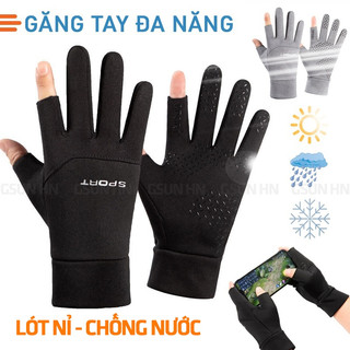 Găng tay xe máy hở 2 ngón dày 3 lớp chống nước/ giữ ấm/chống nắng dùng được 4 mùa GSUN HN