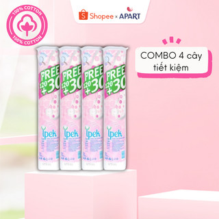Combo 4 bông tẩy trang ipek thổ nhĩ kì siêu mềm mịn 150 miếng (120+30 miếng)