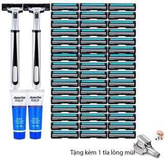 [ TẶNG 1 TỈA LÔNG MŨI ] Sét Dao Cạo Râu 72 Lưỡi + 2 cán Dao Tặng 2 Lọ Gel Làm Mềm Râu và Hộp Nhựa Đựng Cán