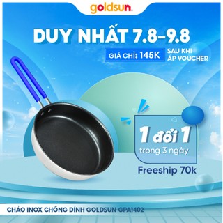 Chảo inox chống dính goldsun đáy từ 3 lớp chống dính sử dụng trên mọi loại bếp - gpa1402