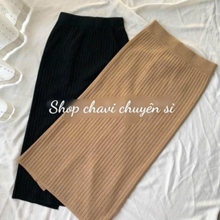 Chân váy len dáng dài xẻ sau nhiều màu siêu hot hàng Quảng Châu