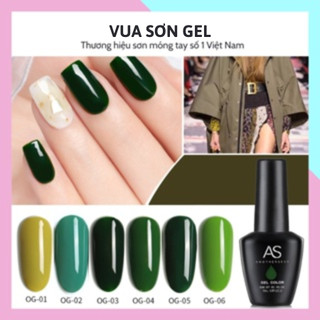 Sơn móng tay gel AS dùng máy hơ tone vàng chanh xanh lá cây xanh rêu VUA SƠN AS mã OG 15ml