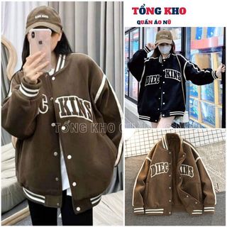 Áo khoác Bomber thêu chữ phối viền form rộng nam nữ - Hình thêu -Áo khoác thể thao unisex - TONGKHO