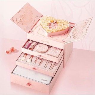 Hộp quà tặng trang điểm 4 tầng 12 món có gương led kèm túi đựng quà nhà Meiyu nội địa Trung -Quà tặng bạn gái 20/10,...