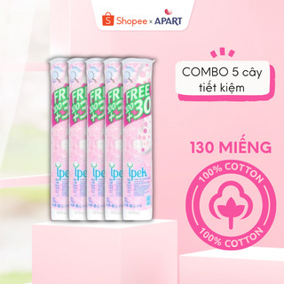 Combo 5 bông tẩy trang Ipek Thổ Nhĩ Kỳ siêu mềm mịn 130 miếng