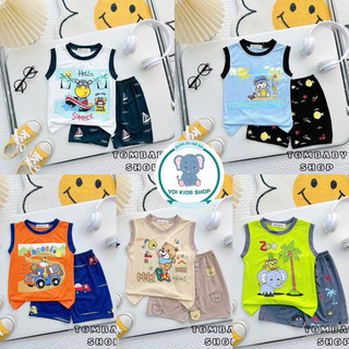 Bộ sát nách bé trai, bé gái chất thun lạnh Minky Mom size 9-17kg in hoạ tiết dễ thương