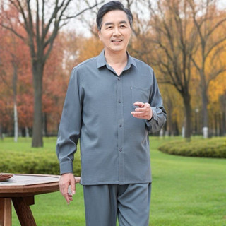  Đồ bộ nam trung niên dài tay hè thu cho bố bộ đũi nam trung niên cổ bẻ sang trọng bộ quần áo cho bố cho ông 