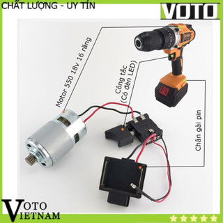 Motor 775 18v 16 răng kèm công tắc điều tốc và chân gài pin cho máy khoan 13mm chân Makita 18v