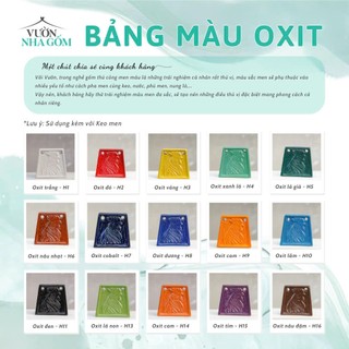 Hũ màu vẽ oxit, dùng để phủ sản phẩm, vẽ gốm các chi tiết nhỏ, màu oxit - Vườn Nhà Gốm