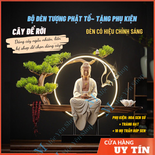 Bộ kệ Phật Tổ Như Lai  kết hợp đèn Led [ Tặng kèm phụ kiện], thác khói trầm hương đèn Led~thác khói trầm hương Phật