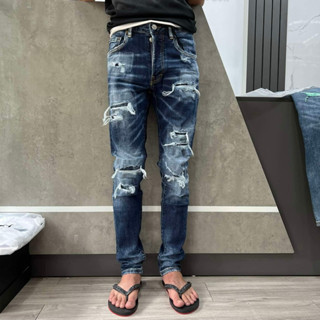 7232 Quần bò DSQ D2 rách gối vá tua new 5750