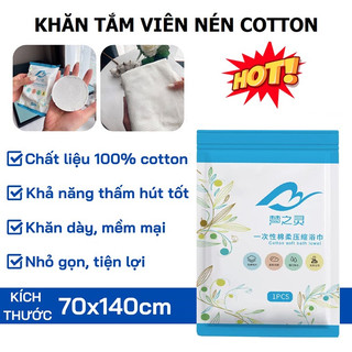 Khăn tắm nén cotton dùng một lần - khăn tắm du lịch dạng viên nén