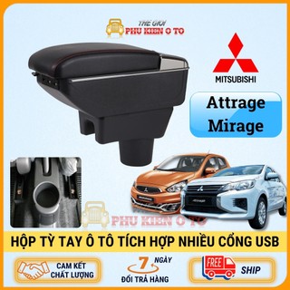 Hộp tỳ tay xe Mitsubishi Attrage và Mirage tích hợp 7 cổng USB lắp đặt dễ dàng