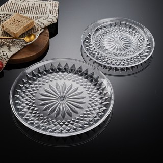 Đĩa nhựa nguyên sinh trong suốt, họa tiết kim cương, đĩa đựng bánh kẹo, hoa quả, đồ ăn vặt, decor