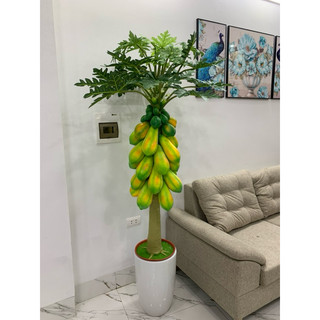 Cây đu đủ giả 1m5, cây giả trang trí nhà cửa