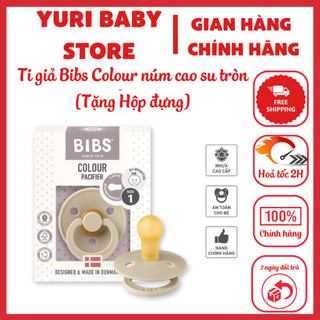 [Tặng hộp đựng] Ti giả BIBS COLOUR Đan Mạch núm Cao Su tròn Mềm Mại hỗ trợ chỉnh nha chống hô cho bé