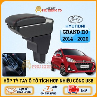 Hộp tỳ tay xe Hyundai Grand I10 2014- 2020 mã M02 cao cấp tích hợp 7 cổng sạc USB lắp đặt dễ dàng