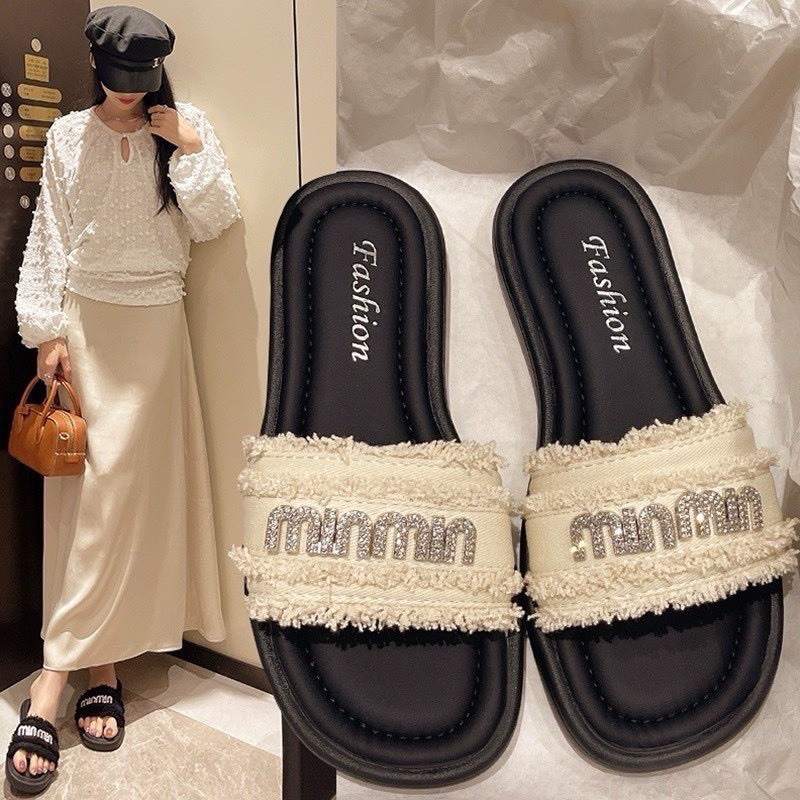 dép lê nữ , dép m.in đế mềm êm chân may viền toàn bộ đi nước đi mưa thoải mái 194