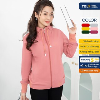 Áo khoác nữ TOLI có túi trong, vành mũ rộng chống nắng tốt, vải dày dặn cao cấp, có bigisze 