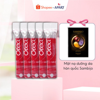 [Tặng 1 mặt nạ sambijo] Combo 5 gói Bông tẩy trang Olea mềm mịn 120+20 miếng (5x140 miếng)