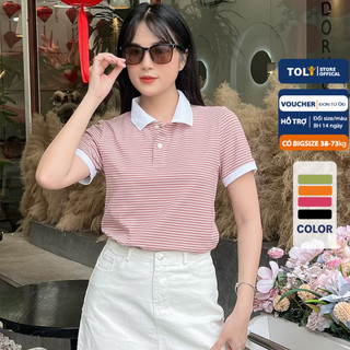 Áo Thun polo nữ TOLI sọc kẻ ngang phối cổ, form vừa ôm nhẹ, vải Cotton mềm mịn PLP-85