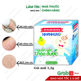 Bột Tắm Nhân Hưng Chính Hãng - Trẻ hết Hăm da, Chàm sữa, Rôm sảy, Mụn nhọt ,Mẩn ngứa ( Hộp 30gói )