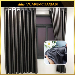 Rèm cửa sổ màu xám đậm chống nắng tốt, màn vải hiện đại trang trí cửa chính đẹp VIP10 Vuaremgiasi