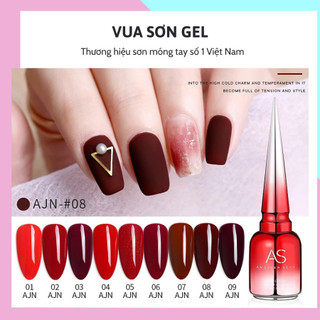Sơn gel AS móng dùng máy hơ tone đỏ tươi đỏ cherry đỏ đô VUA SƠN AS mã AJN 15ml