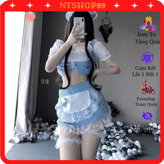 Bộ Ngủ Hóa Trang Cô Hầu Gái Kẻ Xanh 1254,Bộ Hóa Thân,Bộ Đồ Hóa Trang Sexy