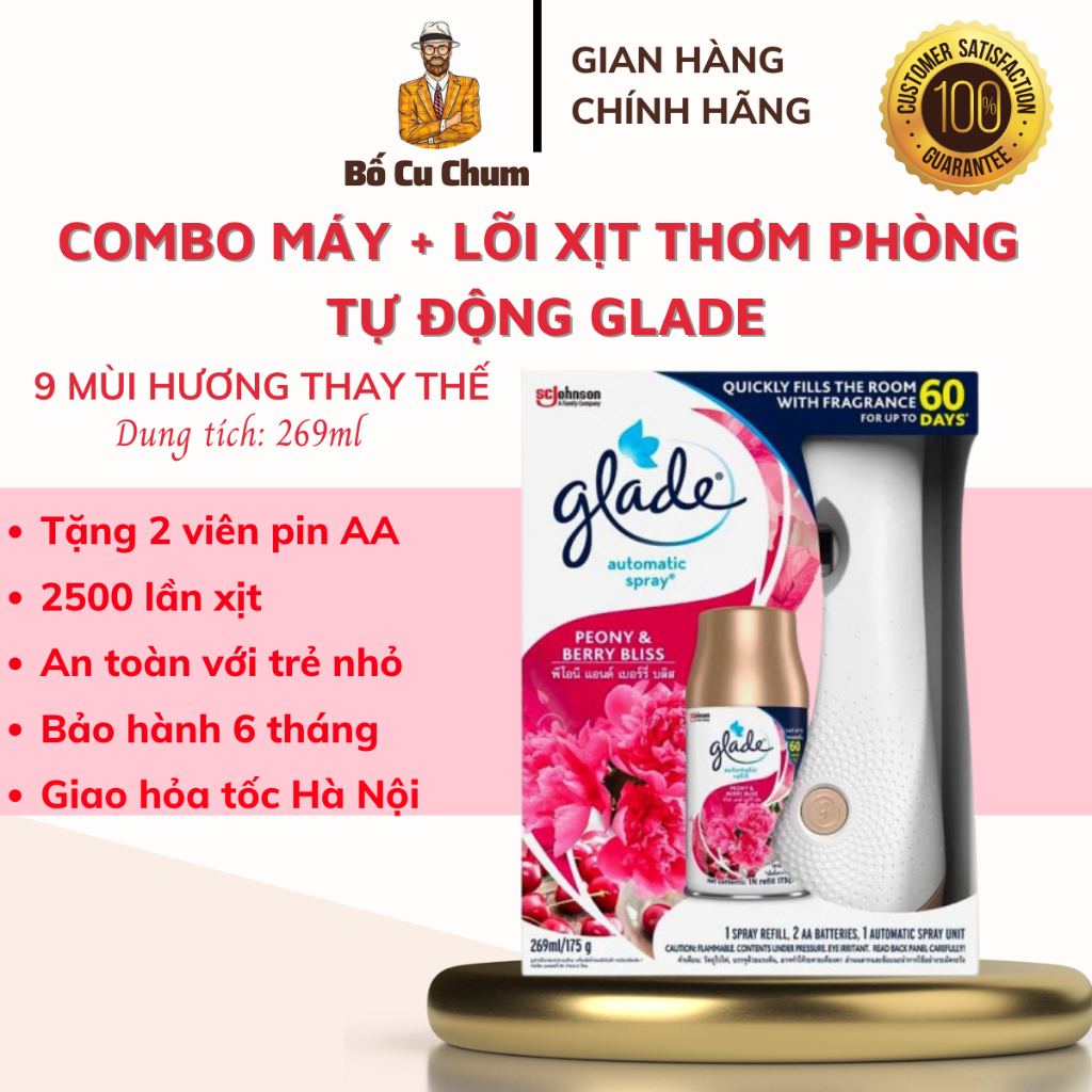 Glade Auto Spray Máy Xịt Tự Động Glade Thái Lan Hương Thơm Tự Nhiên (Body + Refill + 2 Pin) Nội Địa Thái Chính Hãng