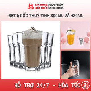 Set 6 cốc trà chanh, cốc thuỷ tinh 300ml và 420ml hàng Thái