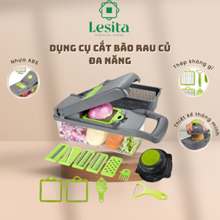 Dụng cụ cắt thái bào rau củ đa năng 16 trong 1, bào sợi, cắt thạch hạt lựu, lưỡi dao thép không gỉ